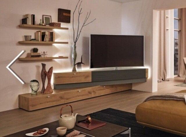 corner modular tv unit with storage option