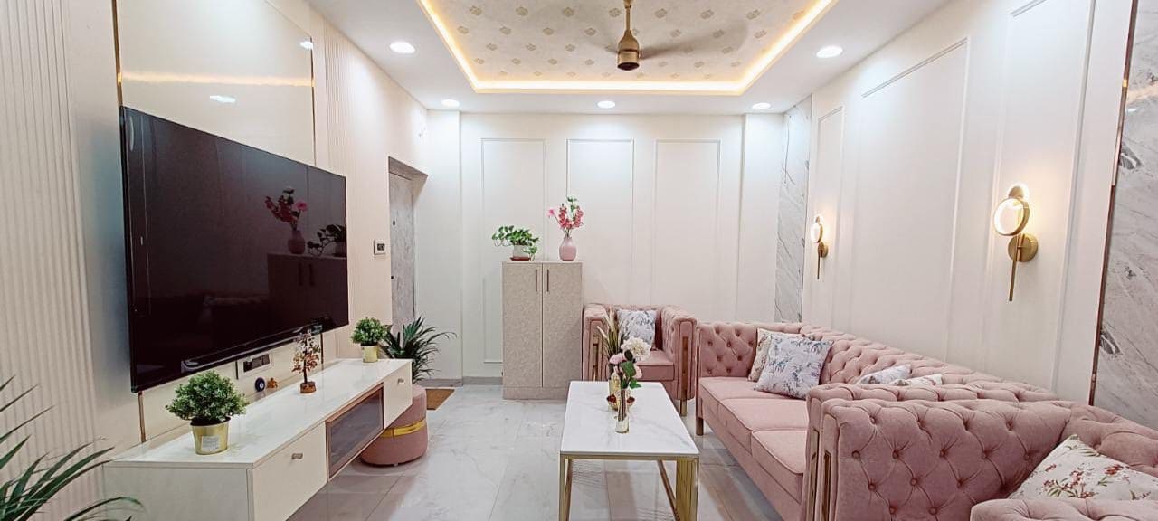 Living room design with lighting decoration