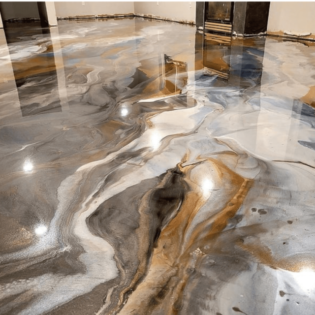 metallic epoxy flooring design